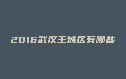 2016武汉主城区有哪些