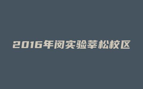 2016年闵实验莘松校区学区房哪些