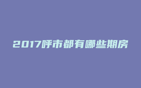 2017呼市都有哪些期房