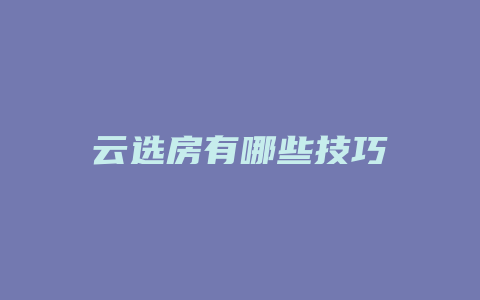 云选房有哪些技巧