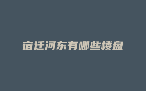 宿迁河东有哪些楼盘