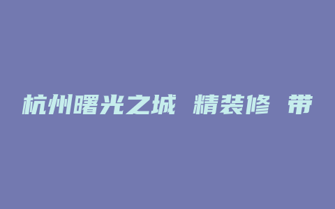 杭州曙光之城 精装修 带哪些电器