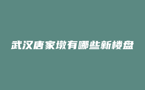 武汉唐家墩有哪些新楼盘