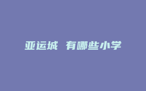 亚运城 有哪些小学