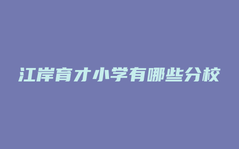 江岸育才小学有哪些分校