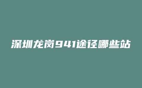 深圳龙岗941途径哪些站