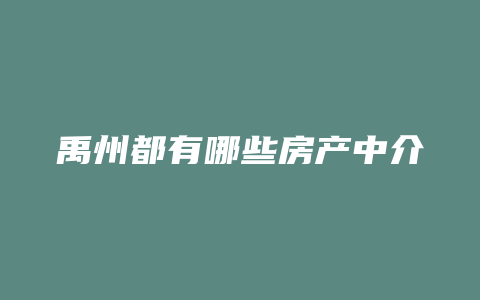 禹州都有哪些房产中介