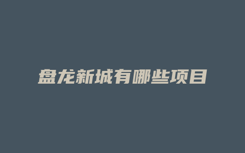 盘龙新城有哪些项目