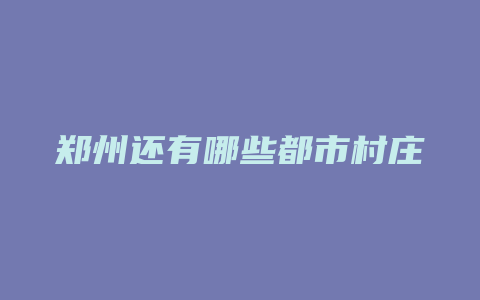 郑州还有哪些都市村庄